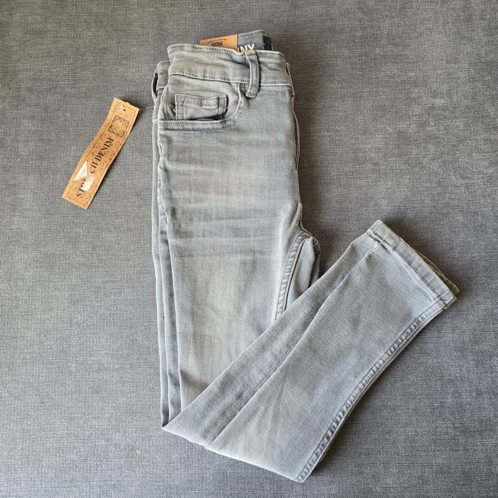Vintage Express Girls Jeans Size 4 Gray Stretch Skinny Fit NWT Y2K Retro Style